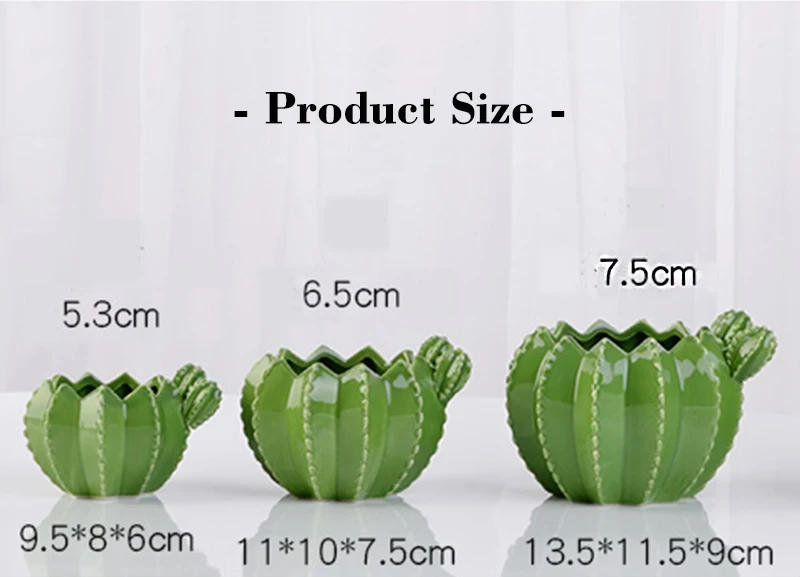 Description Picture 5 of itemNEW Creative Ceramic Cactus Bonsai Pots Indoor Decorative Plant Pot Garden Succulent Flowerpot Home Balcony Green Clay Planter
