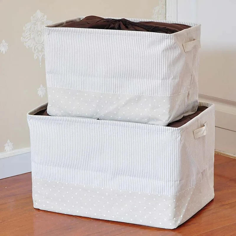 Description Picture 6 of itemPicnic Laundry Storage Basket with Cover  Cotton and Linen Dot Stripe FlowerLarge Capacity Dirty Clothes Kids Toys Organizer