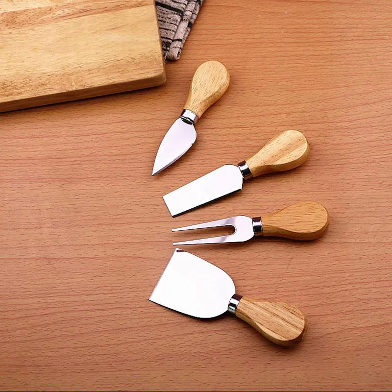 Description Picture 4 of item4pcs/set Wood Handle Sets Bard Set Oak Bamboo Cheese Cutter Knife SlicerCheedse Cutter Useful Cooking Tools  Kit Kitchen