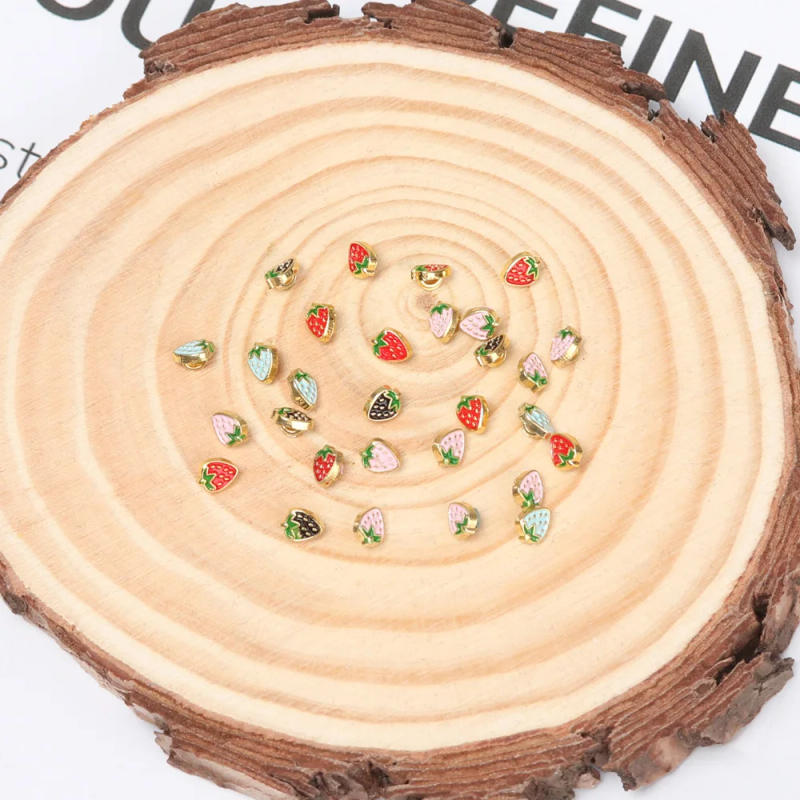 Description Picture 4 of item20Pcs Mini Button Buckle DIY Doll Clothes 5mm Metal Strawberry Buckle Pattern Decor Buckles for 1/6 Doll Handmade Sewing Decor