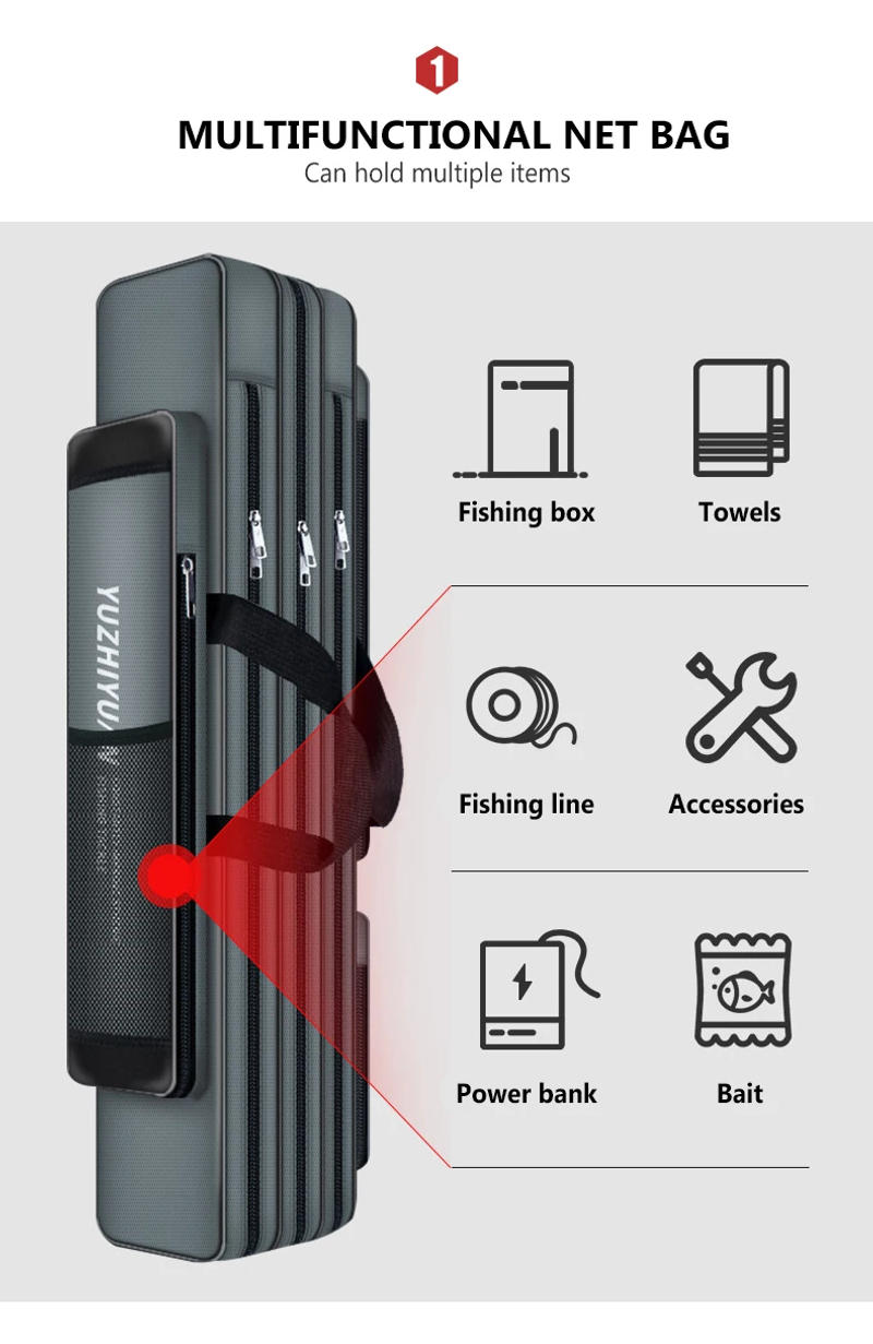 Description Picture 6 of itemWaterproof Fishing Rod 2/3 Layer Thick Oxford Fishing Bag 120cm Fishing Pole Tools Storage Bag Large Capacity Pesca Bag Portable