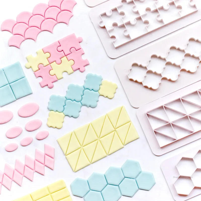 Description Picture 4 of item3pcs Polymer Clay Tool Plastic Cutting Molds Hexagon/Round/Square/Fish Scales Geometric Shape Designer Diy Earring Pottery Tools