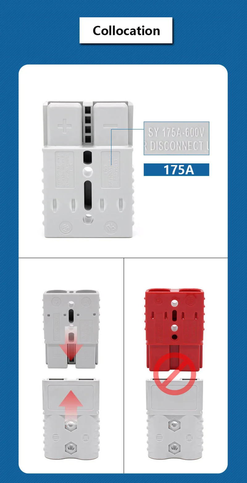 Description Picture 6 of item2/4/6PCS 50A 120A 175A 350A Battery Charging Connector 600V High Current Quick Power Plug for Electric Car Battery,Solar Cable