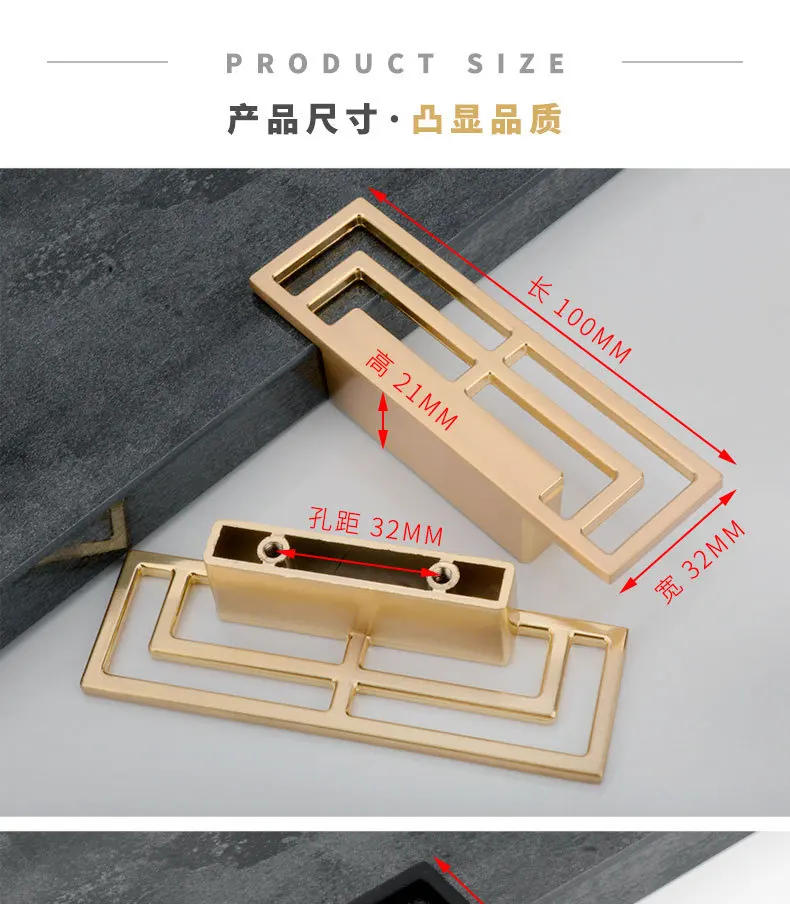 Description Picture 4 of itemNew Chinese Cabinet Door Handle Gold Vintage Cabinet Door Handle Drawer Shoes Cabinet Handle Zinc Alloy Furniture Hardware