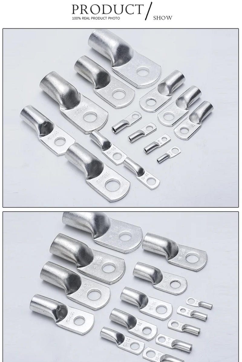 Description Picture 4 of item5pcs JG10-6/8 JG25/6/8/10 Terminal Cable Lug  M8 M12 10mm2 16mm2 25mm2 Bolt Hole Tinned Copper Cable lugs Battery Terminals