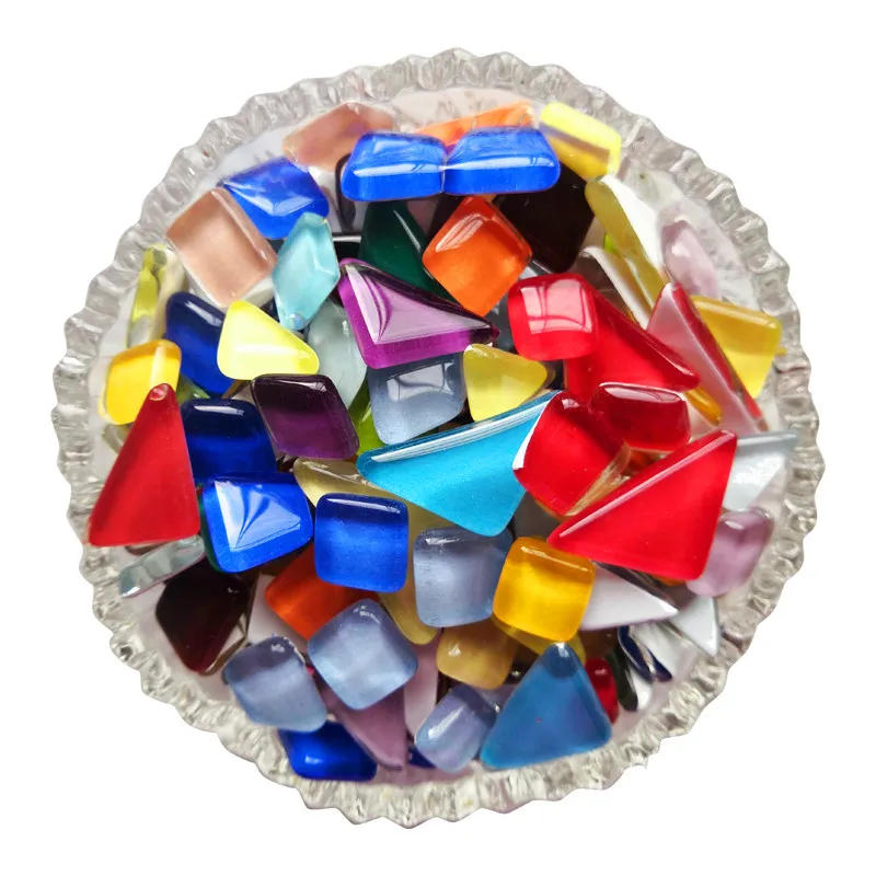 Description Picture 4 of item600g/21.16oz(Approx. 400~410pcs) Pure Color Glass Mosaic Tiles Irregular Shape DIY Craft Polygon Tile Mosaic Making Materials