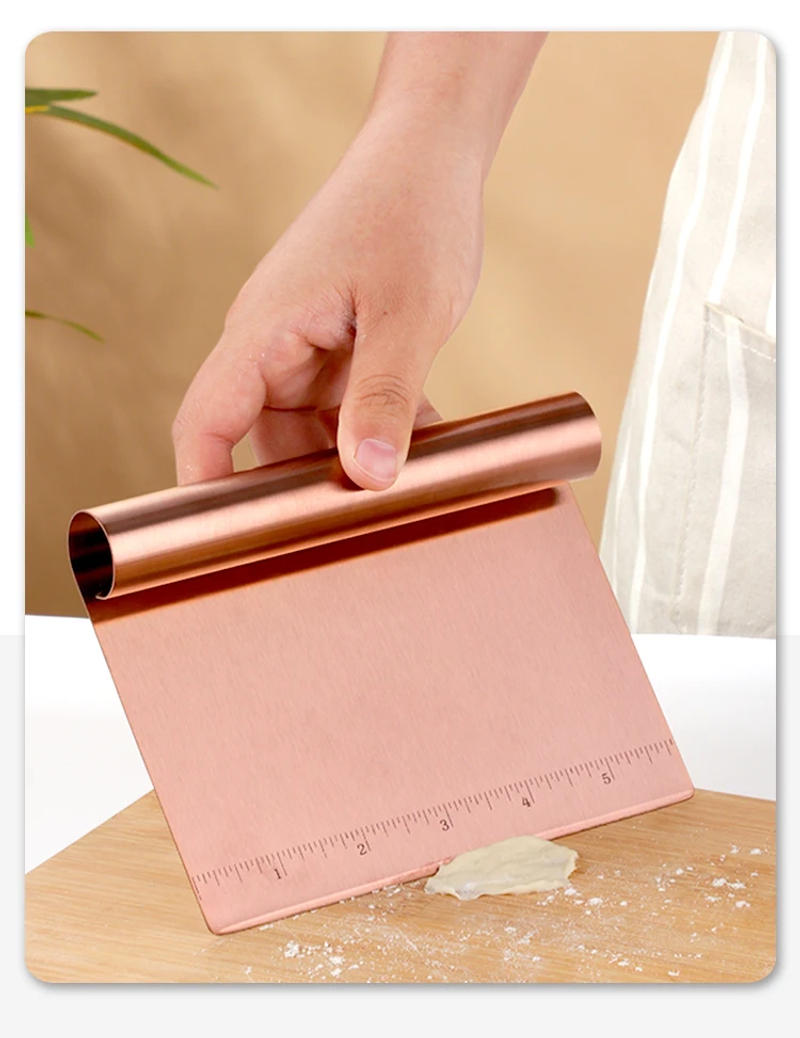 Description Picture 6 of item1/2Pcs Bread Scraper Stainless Steel Pizza Dough Scraper Cake Spatulas Tools Bread Baker Kitchen Utensils Pastry Cutter Changfen