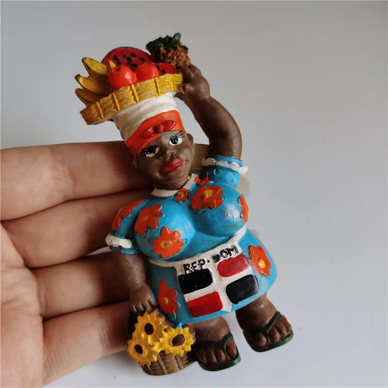 Description Picture 3 of itemDominican Republic Black Lady Carnival Bus Santa Domingo Church Punta Cana Macaw Resin fridge Magnet Tourist Souvenirs