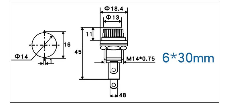 Description Picture 3 of item1set 5*20/6*30mm Fuse + Holders 5X20 6x30 Black Insurance Tube Socket Fuse Holder For Insurance Panel Mount Fuse Holder