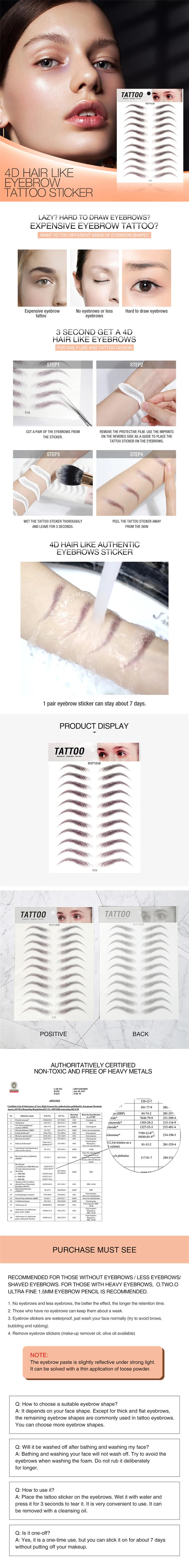Description Picture 2 of item4D Hair Like Eyebrows Makeup Waterproof Eyebrow Tattoo Sticker Long Lasting Natural Fake Eyebrow Stickers Cosmetics 10 pairs 1PC