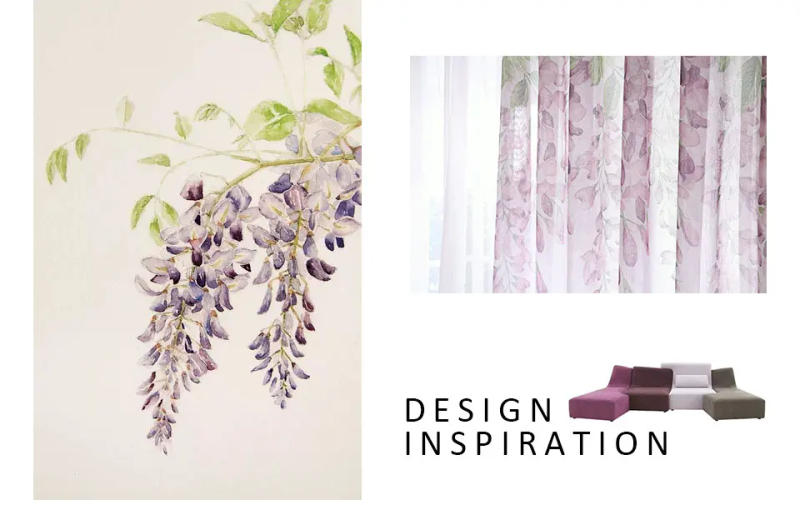 Description Picture 6 of itemWisteria Floral Tulle Curtains for Living room Printed Sheer Voile Curtain for Bedroom Window Screening Drapes Blinds Home Decor