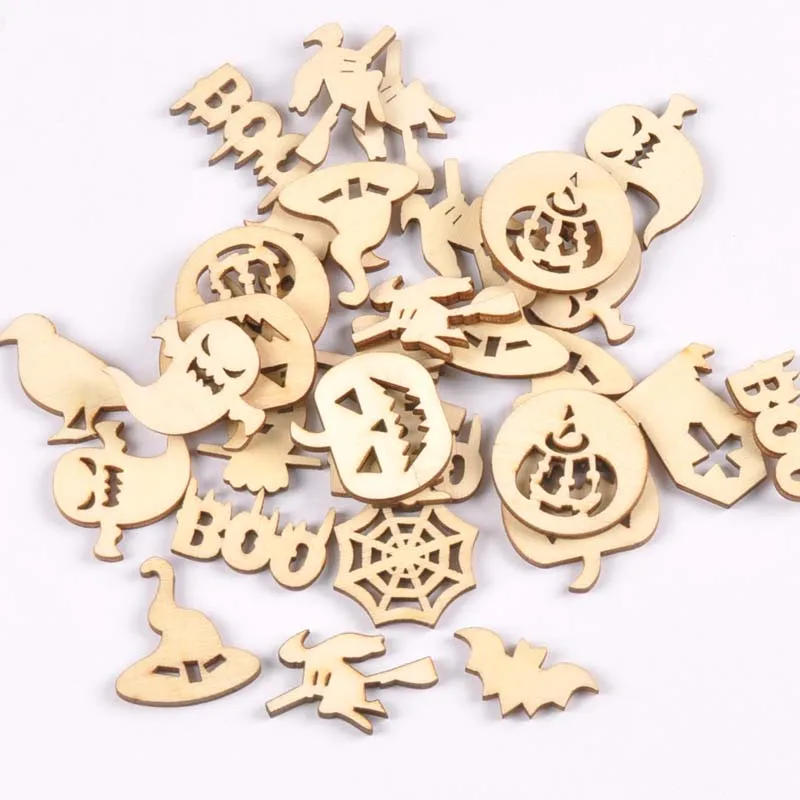 Description Picture 5 of item50pcs Mix Unfinished Wood Slices Halloween Home Decor Natural Wooden Arts And Crafts DIY Scrapbooking Handmade Accessories m2598