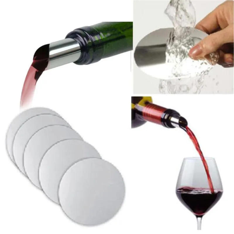 Description Picture 3 of item10Pcs Aluminum Foil Wine Pourer Film Flexible Drip Stop Pour Spouts Disk Round Leak-proof PET Pour Spouts Disk Drop Stopper