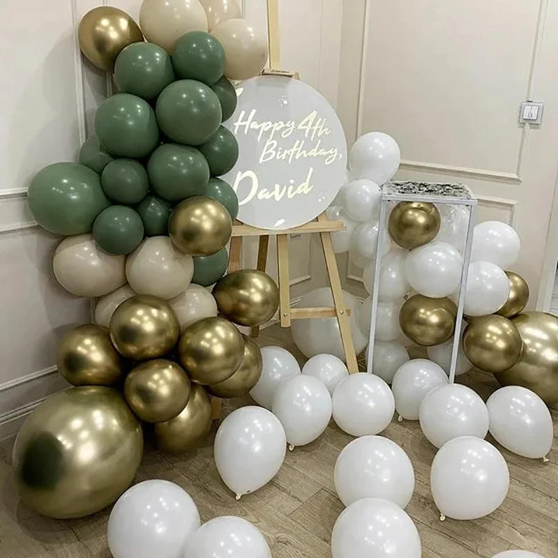 Description Picture 3 of item40pcs 10inch Avocado Green Skin Color Latex Balloons Baby Shower Wedding Decoration Metallic Gold Globos Birthday Party Supplies
