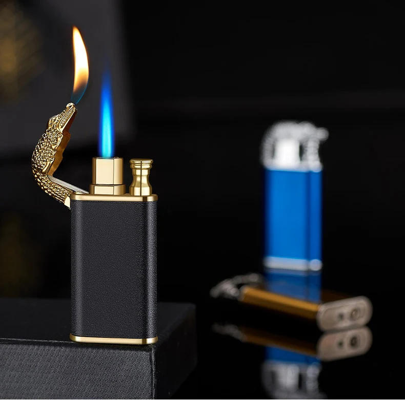 Description Picture 5 of itemVIP Dropshipping Creative Dragon Double Fire Lighter Jet Flame Open Fire Windproof Inflatable Crocodile Lighter Men's Gift