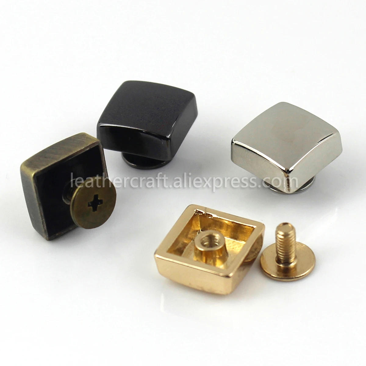Description Picture 3 of item4pcs Metal Square Shape Screw Back Rivets Studs Nail Stud for Garment Leather Craft Belt Wallet Decoration Parts 12mm