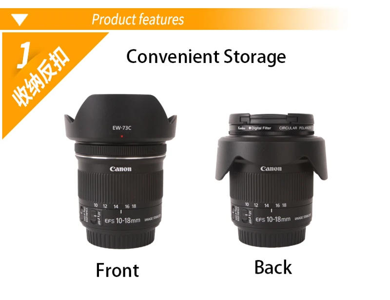 Description Picture 5 of item82mm Canon 24-70 F2.8L II EW-88C Camera Lens Hood Lens 1DX2 5DS 5D3 5D4 6D 6D2 7D Camera 82MM Reversible 24 70 II Accessories EW