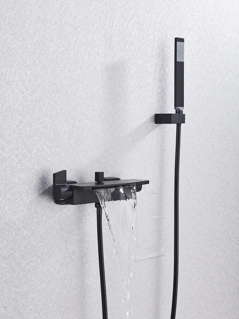 Description Picture 3 of itemBathroom Tub Faucet Single Handle Waterfall Spout Mixer Tap with Hand Shower Wall Mounted Bath Faucet Bathtub Faucet Water Mixer