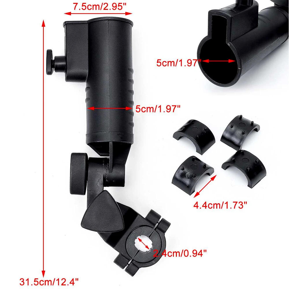 Description Picture 4 of itemGolf Cart Umbrella Holder, Universal Adjustable Umbrella Amount Mounting Attachment for Golf Push Cart Accessories