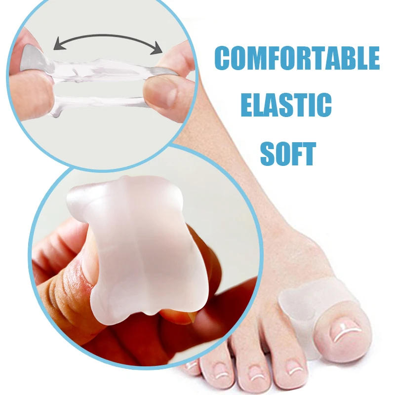 Description Picture 3 of item2/4/6/8/10pcs Silicone Gel Toe Separator Relief Hallux Valgus Pain Bunion Spacers Thumb Corrector Foot Massage Care Tool