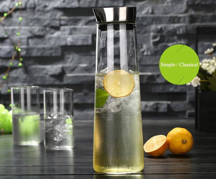 Description Picture 5 of item1L/1.5L Thickened Glass Water Bottle With Stainless Steel Lid Cold Water Jug Pitcher Boiling Water Juice Glass Pitcher Bottle