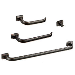 Four-piece Brass Single Rod Frame Black Bathroom Hardware Pendant Toilet Paper Holder Towel Ring Clothes Hook