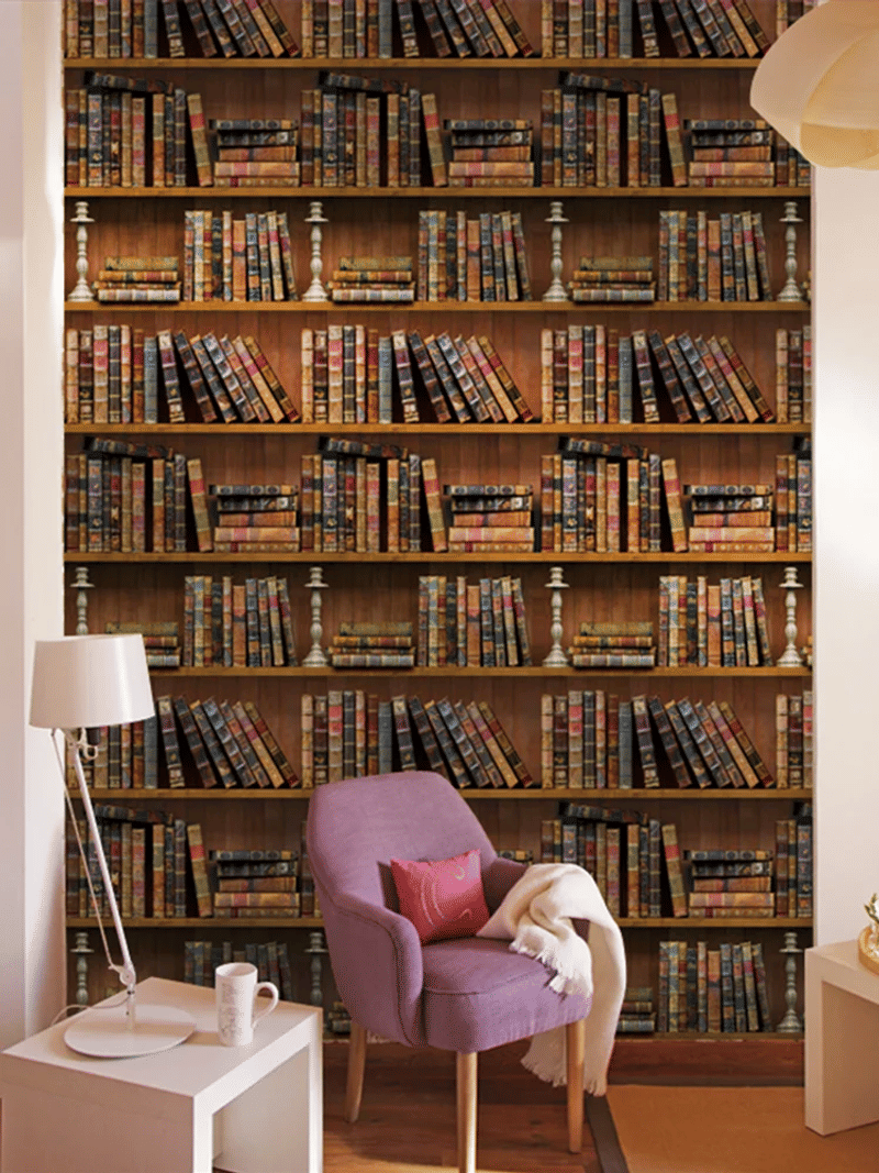 Description Picture 6 of itemRemovable Self Adhesive Wallpaper, 3D Vintage Bookshelf Peel and Stick, Wood Grain Texture, Kitchen Cabinet Furniture