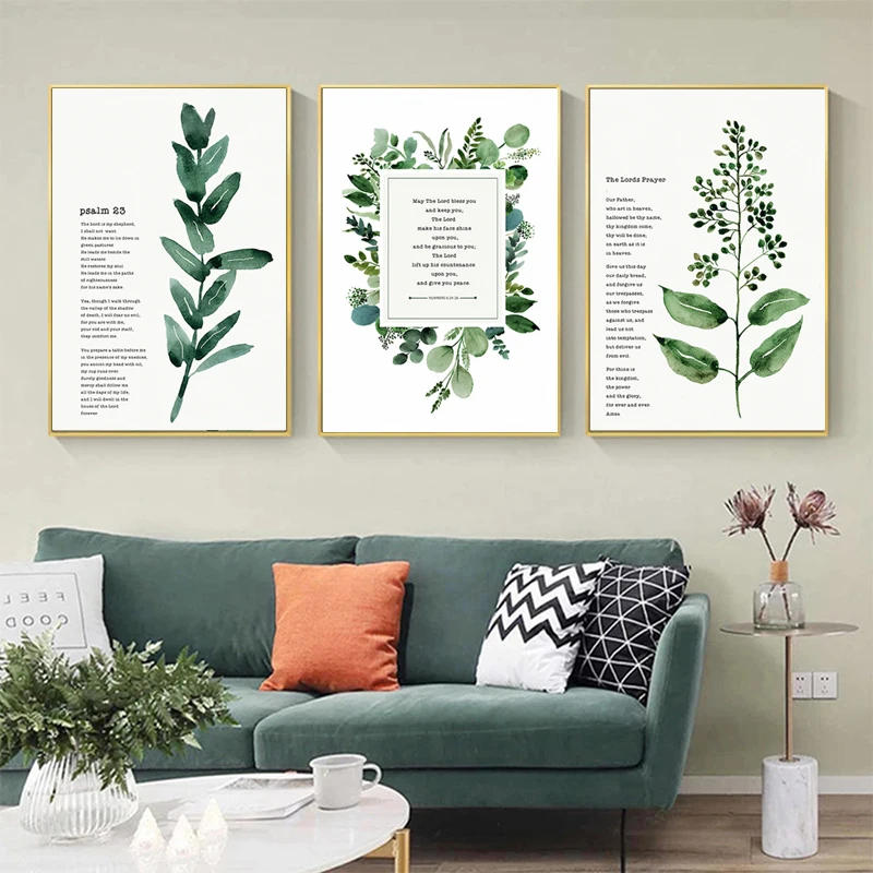 Description Picture 3 of itemBotanical Bible Verse Print Scripture Christian Canvas Painting Poster Wall Blessed Quote Pictures for Living Room Home Decor
