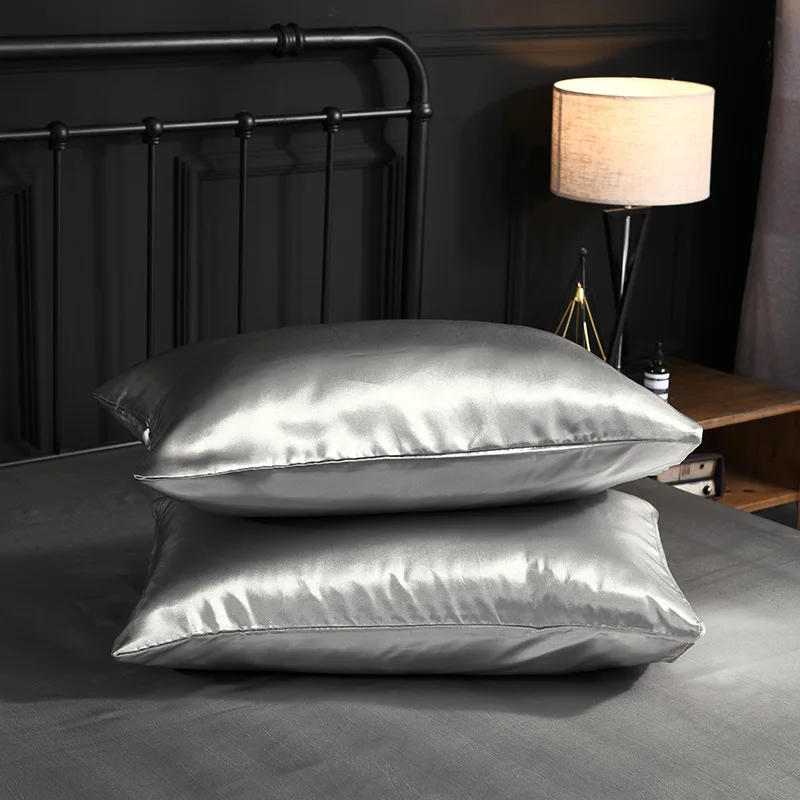 Description Picture 5 of itemLuxury Silver Elastic Fitted Sheet High-end Solid Color Satin Queen Sheets for Bed Queen King Size Double Bedsheets Pillowcases