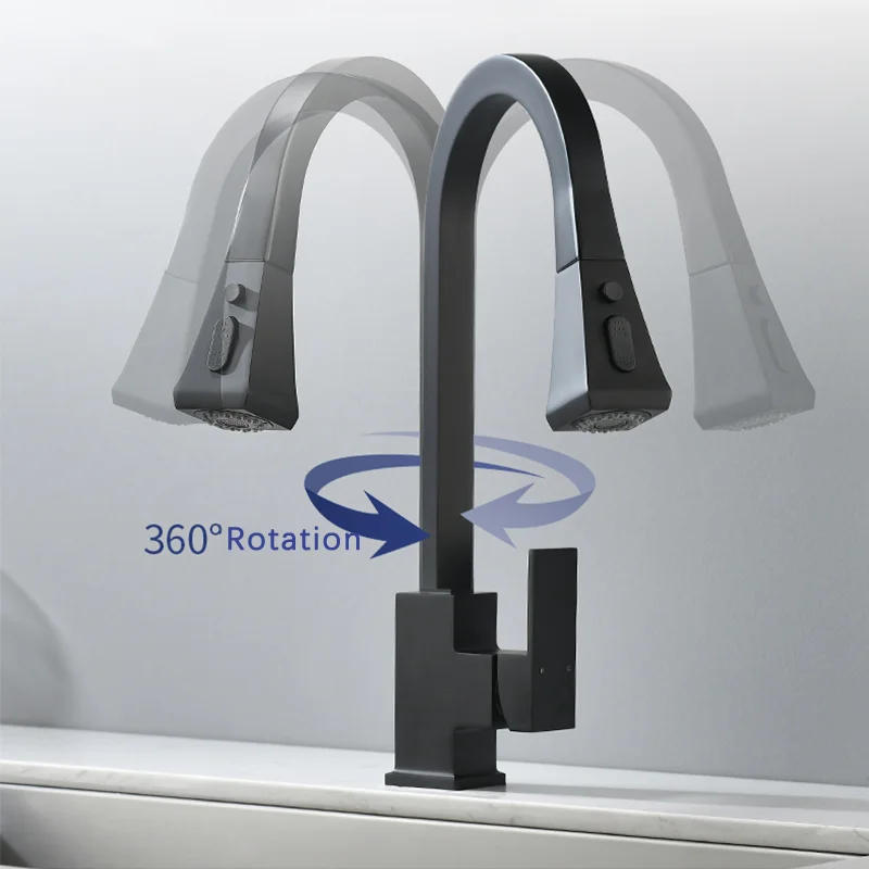 Description Picture 5 of itemMatte Black Pull Out Sensor Kitchen Faucets Stainless Steel Smart Induction Mixed Tap Rotate Touch Control Sink Tap Torneira