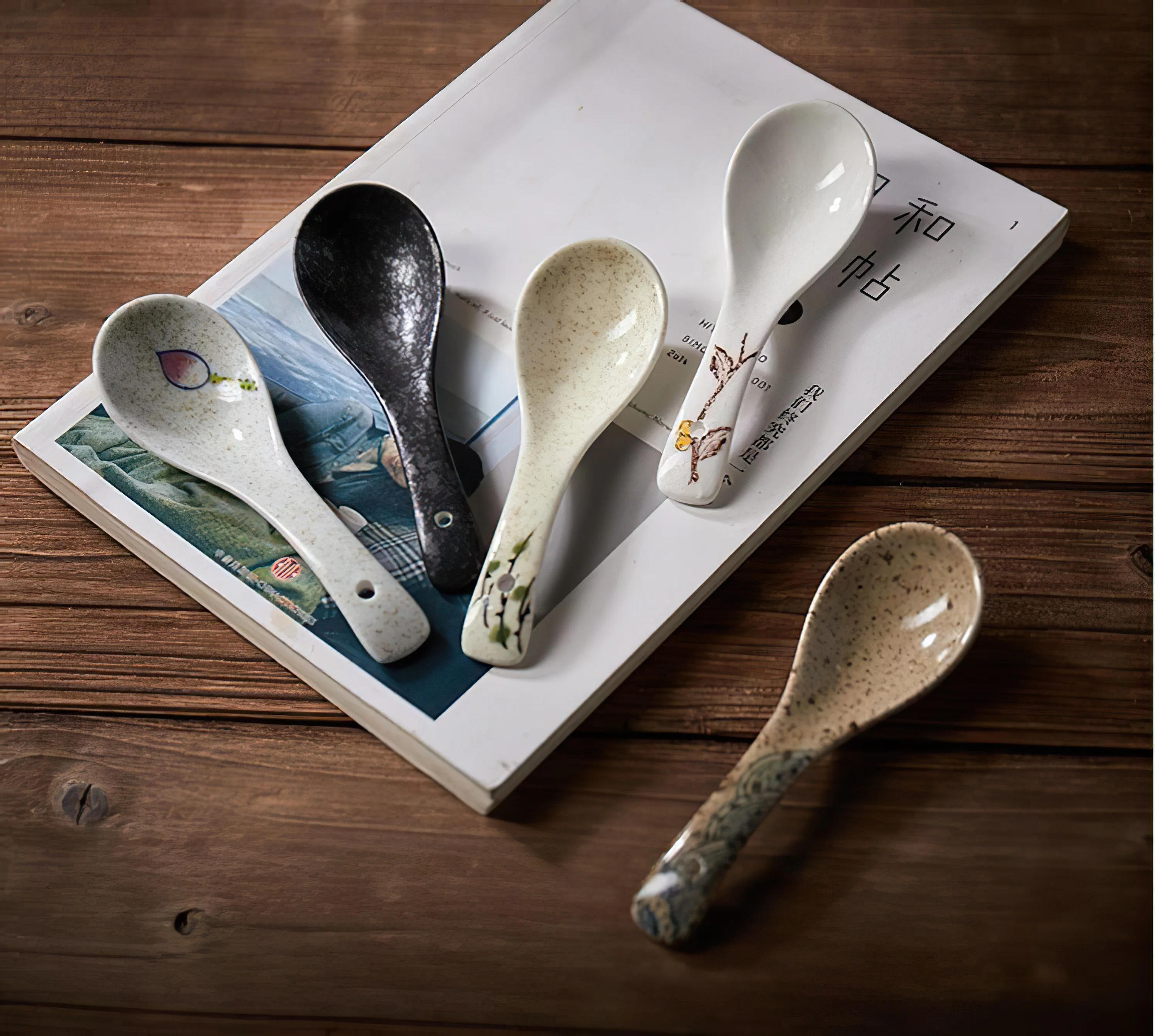 Description Picture 5 of itemBone China Spoon Dinnerware Service Ceramic Ladle Dinner Dipper Porcelain Utensil Scoop Tableware Household Kitchenware Supplies