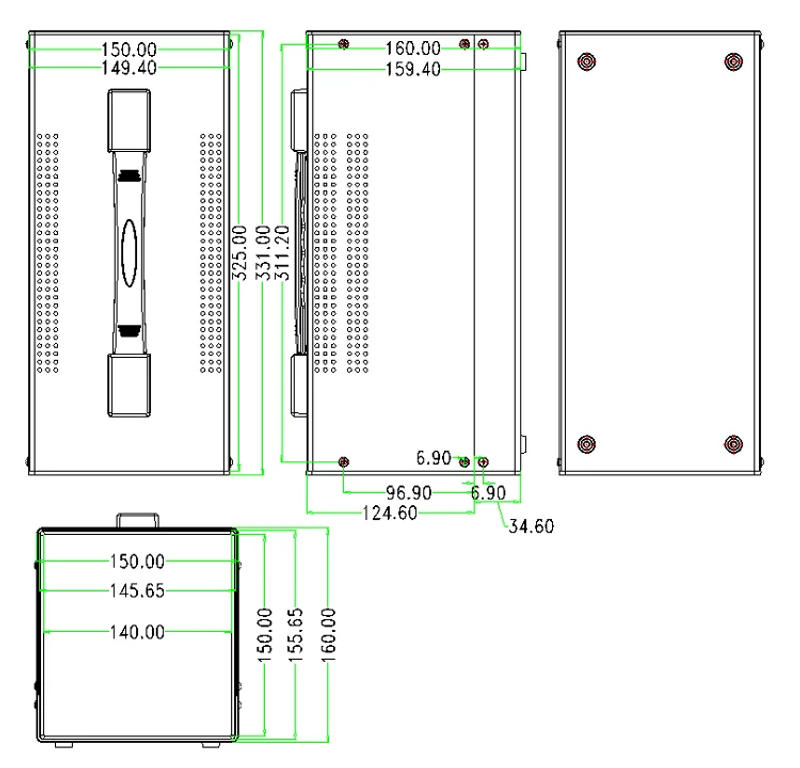 Description Picture 5 of itemElectronics housing for amplifier diy instrument case Iron project box iron pcb junction box metal box 325*160*150mm