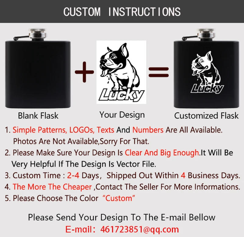 Description Picture 3 of item3 OZ Stainless Steel Black Mini Hip Flask Alcohol Bottle Drinking Gift For Man Personalized LOGO Custom Made Laser Engraving