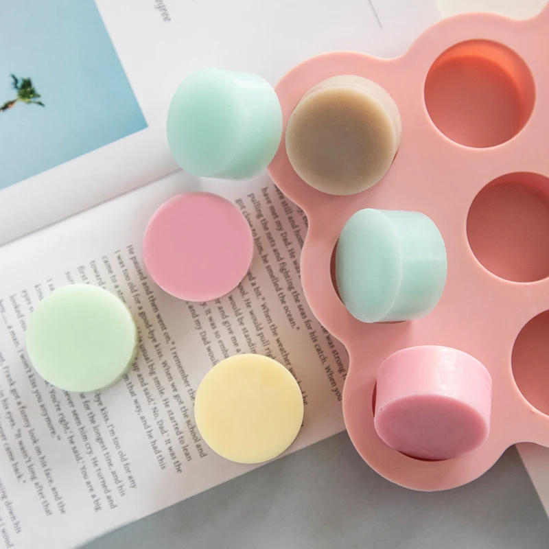 Description Picture 2 of item9 Cavities Cylindrical Mold Handmade Soap Silicone Mold DIY Cake Chocolate  Mold Silicone Liquid Crafts Cake Making Tools