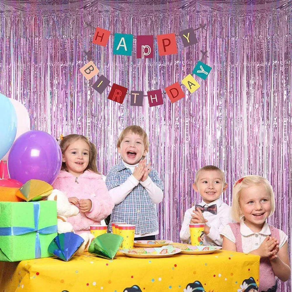 Description Picture 5 of itemtinsel blue Pink Foil Curtain 1x3m Party background Gold Beige Green Foil Fringe Curtain 1m 2m backdrop