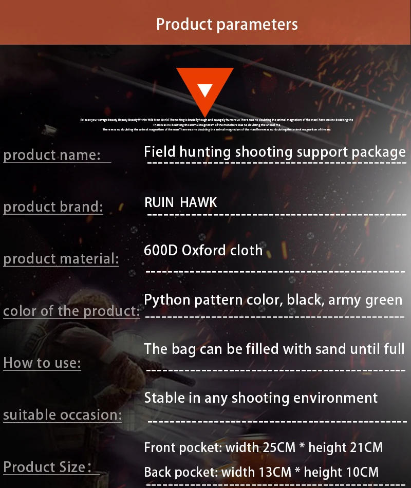 Description Picture 6 of itemSniper Shooting Gun Bag Front Rear Bag Target Stand Rifle Support Sandbag Bench Unfilled Hunting Rifle Rest Airsoft Accessories