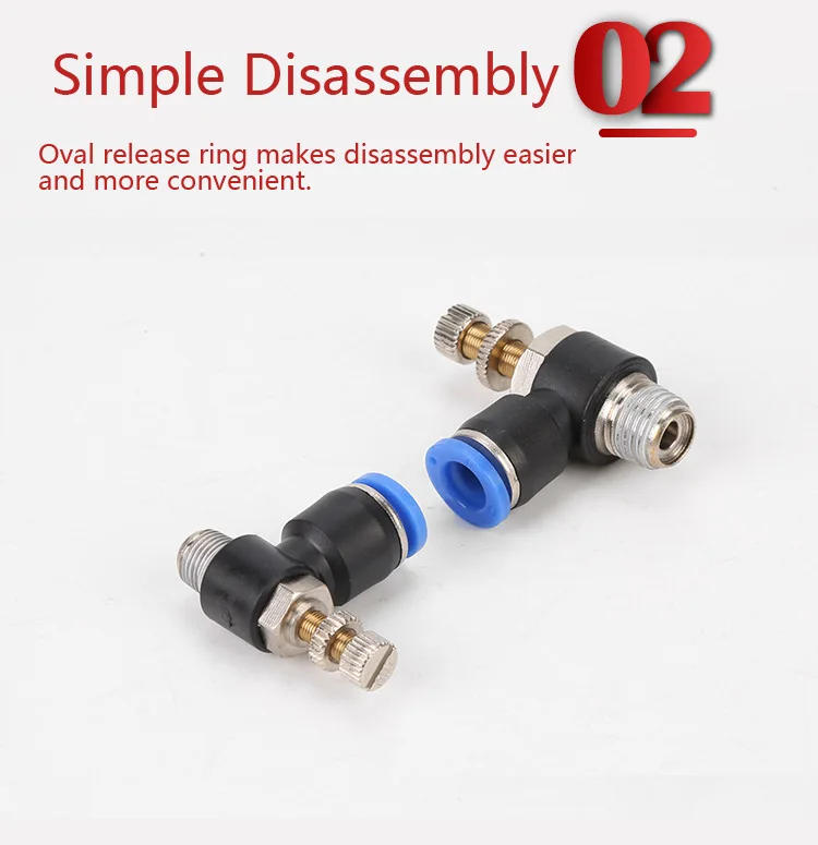 Description Picture 6 of itemPneumatic Speed Flow Controller 8mm 6mm 10mm 12mm OD Hose Tube 1/4"BSP 1/8" 3/8" 1/2" Male Gas Airflow Limit Valve Quick Fitting