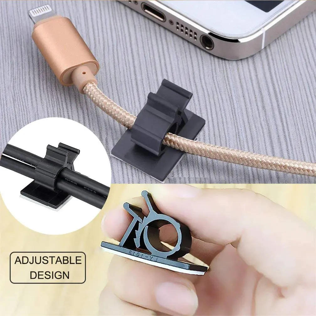 Description Picture 4 of item10PCS Adjustable Self-Adhesive Cable Organizer Clips Wire Ties Mounts Clamp Clips Organizer Desk Cable Cord Management Holder
