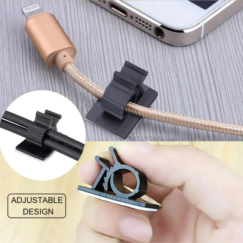 Description Picture 4 of item10PCS Adjustable Self-Adhesive Cable Organizer Clips Wire Ties Mounts Clamp Clips Organizer Desk Cable Cord Management Holder