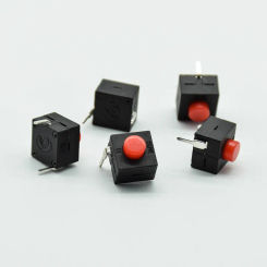 5pcs red/black  L068-A DC 30V 1A Small micro self locking   8*8*8.4 wit 2 feet with lock light touch  button switch