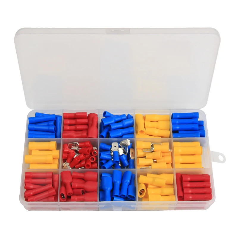 Description Picture 4 of item258/236/122PCS Insulated Electrical Wire Crimp Connectors Spade Butt Ring Fork Ring Lugs Rolled Terminals Crimp Plier Tool kit