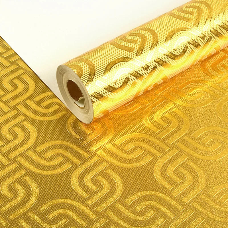 Description Picture 4 of item3D Stereoscopic Relief Gold Foil Wallpaper for Living Room Bedroom Ceiling Luxury Gold Glitter Damascus Striped Wallpaper