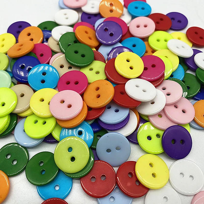 Description Picture 3 of itemNew 9mm---25mm Colours Double Eye Bread Button Round Resin Sewing Buttons Diy Scrapbooking Multicolour