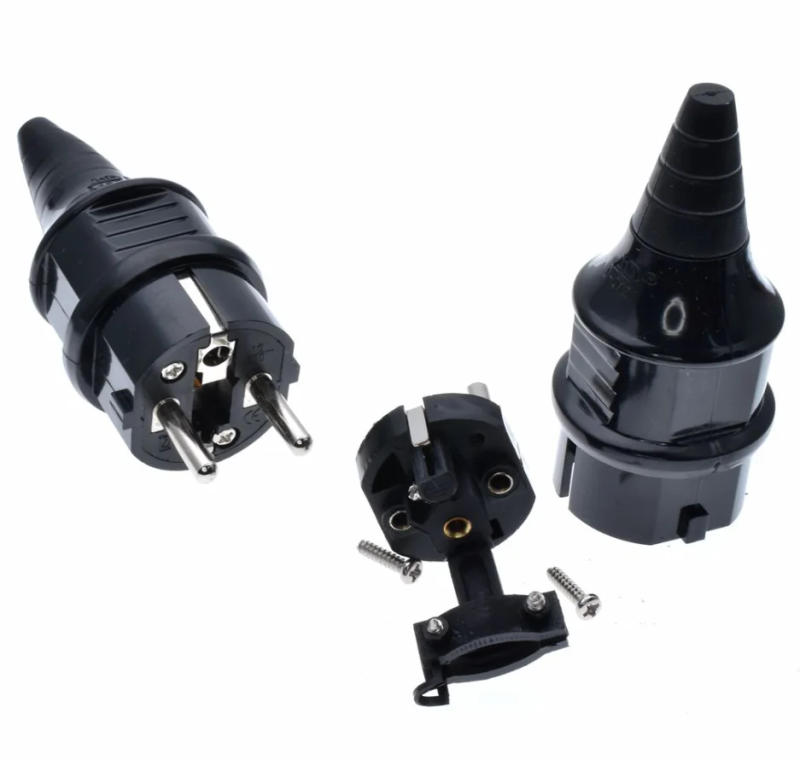 Description Picture 4 of itemBlack EU 16A 250V Korea Russia France Germany Grounded Industry Assemble Wired Power Cable Connector Female Male Socket Plug