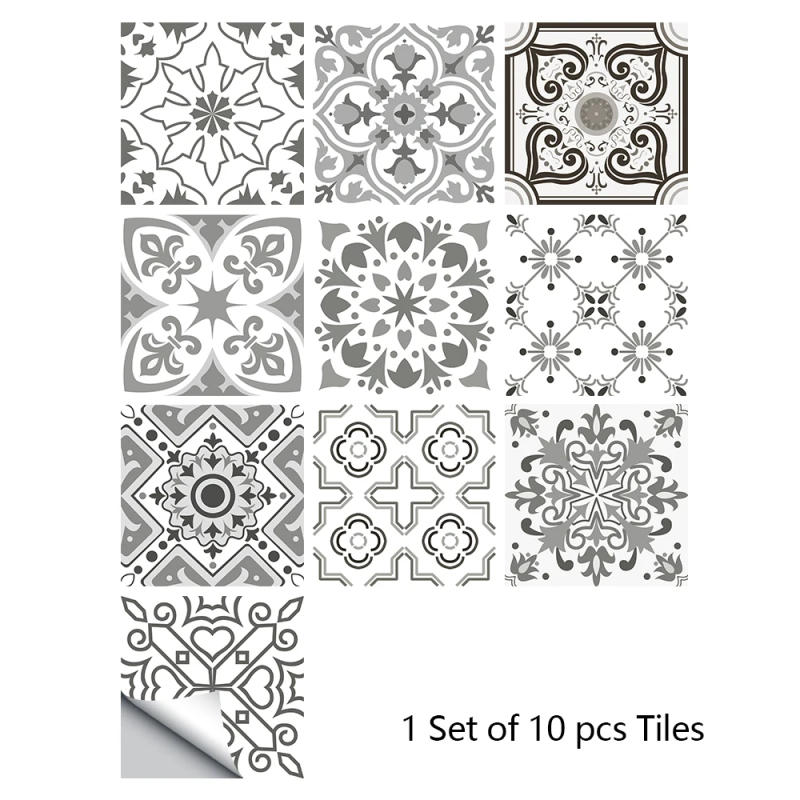 Description Picture 2 of item43 Style Matte Surface 10pcs Tile Wall Stickers Home Decor Transfers Covers Peel & Stick Wall Poster For Kitchen Table Wallpaper