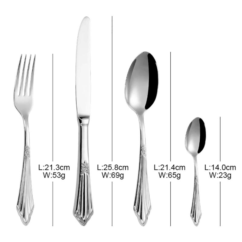 Description Picture 3 of item1Pcs Cutlery Set Mirror Stainless Steel Tableware Sliver Dinnerware Luxurious Knife Spoon Fork Kit Home Kitchen Wedding Flatware