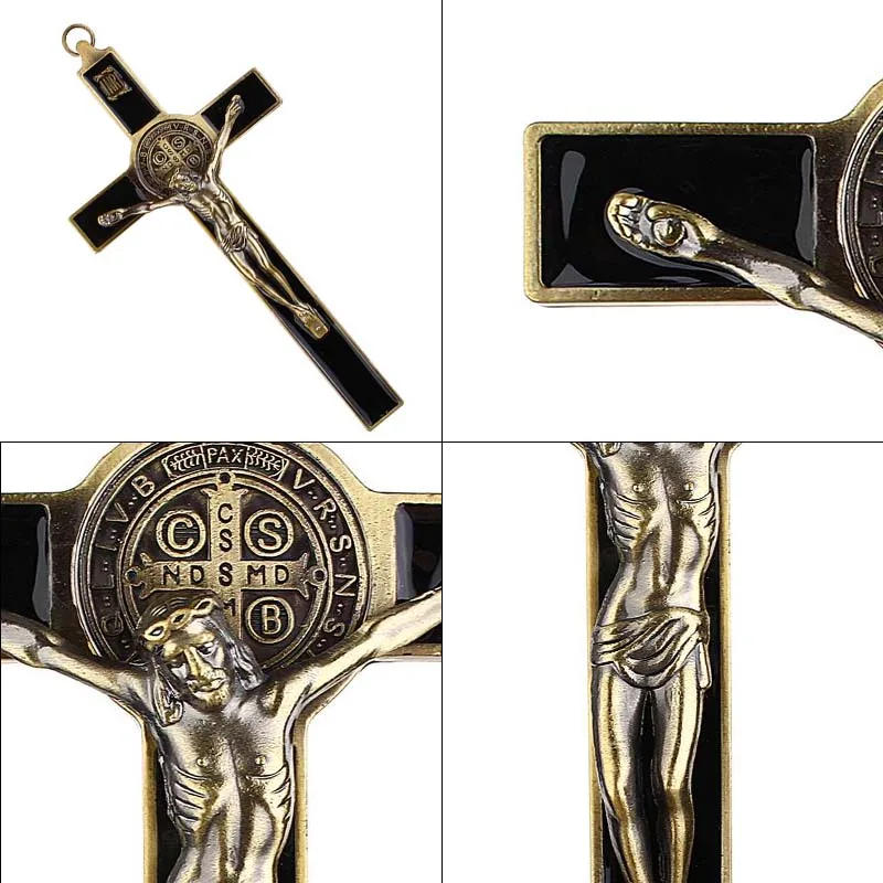 Description Picture 5 of itemChurch Relics Figurines Crucifix Jesus Christ On The Stand Cross Wall Crucifix Antique Home Chapel Decoration Wall Car Decor