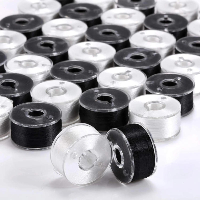 Description Picture 4 of item10/30Pcs Black White Sewing Machine Bobbins Spool Plastic Sewing Bobbins with Thread for Home Embroidery Machines Sewing Tools