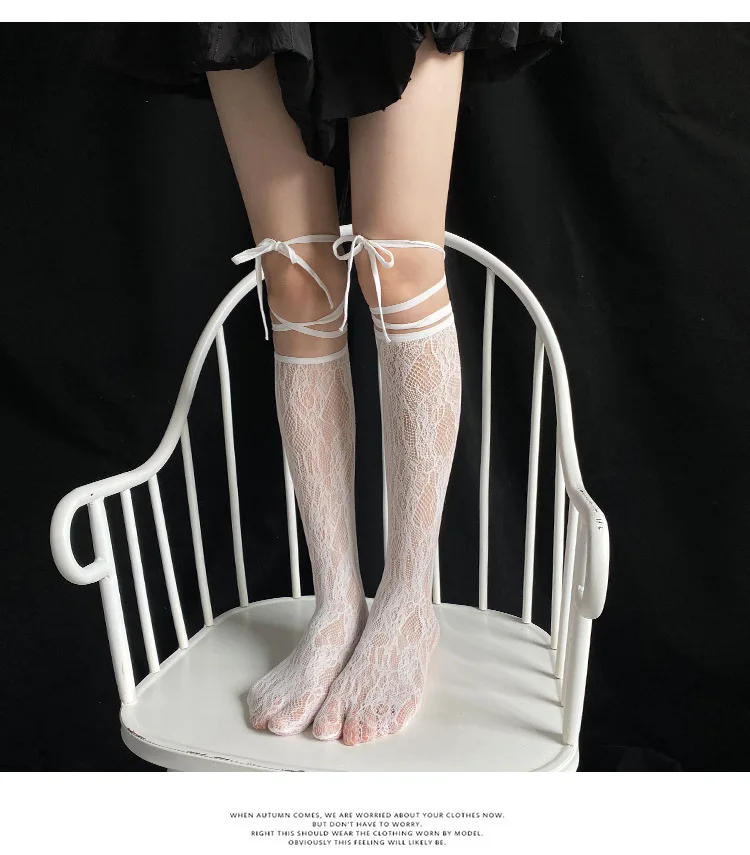 Description Picture 2 of itemLolita Split Toe Socks Strappy Fishnet Stockings Ins Tide Cool Girl JK Knee Socks Japanese Lolita Jk Long Socks Knee High Socks