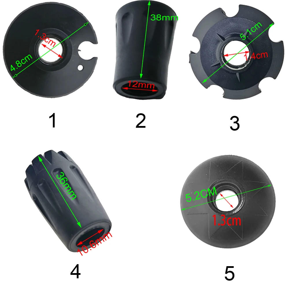 Description Picture 3 of item6 Piece Cane Climb Replacement Alpenstock Hike Protector Cap Tip Rubber Basket Snow Sport Trekking Pole Nordic Walk Stick Camp